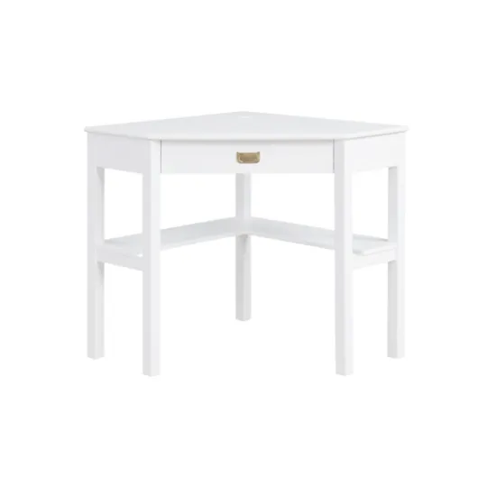 Kirkland's Home White Wood Single Drawer Corner Desk- Office Furniture