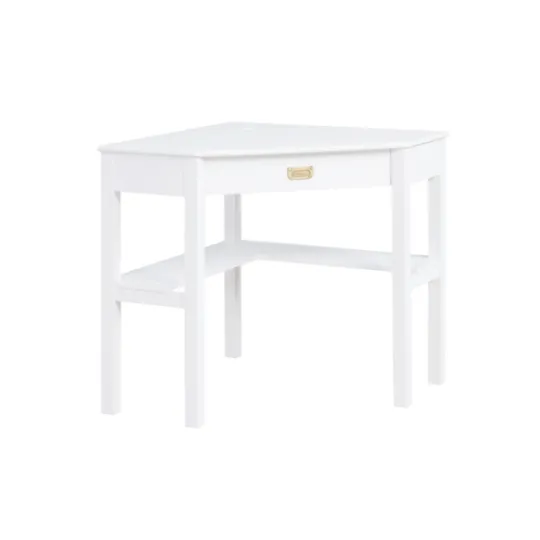 Kirkland's Home White Wood Single Drawer Corner Desk- Office Furniture