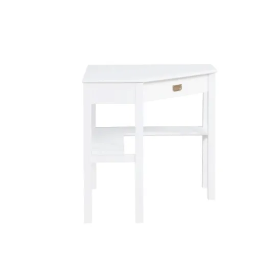 Kirkland's Home White Wood Single Drawer Corner Desk- Office Furniture