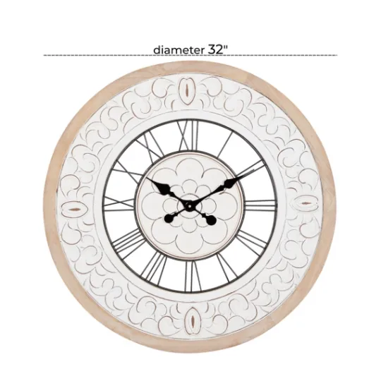 Kirkland's Home White Wood Vintage Farmhouse Clock- Clocks