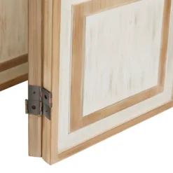Kirkland's Home White Wood Windowpane 3-Panel Room Divider- Decorative Accents