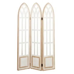Kirkland's Home White Wood Windowpane 3-Panel Room Divider- Decorative Accents