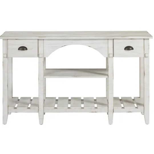 Kirkland's Home White Wooden Mercantile Sofa Table- Console Tables