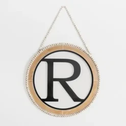Kirkland's Home Whitewash Bead Trim Monogram R Plaque- Monogram Wall Decor