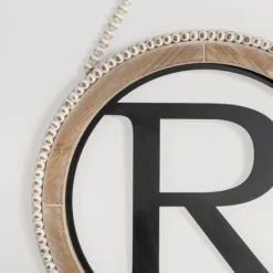 Kirkland's Home Whitewash Bead Trim Monogram R Plaque- Monogram Wall Decor