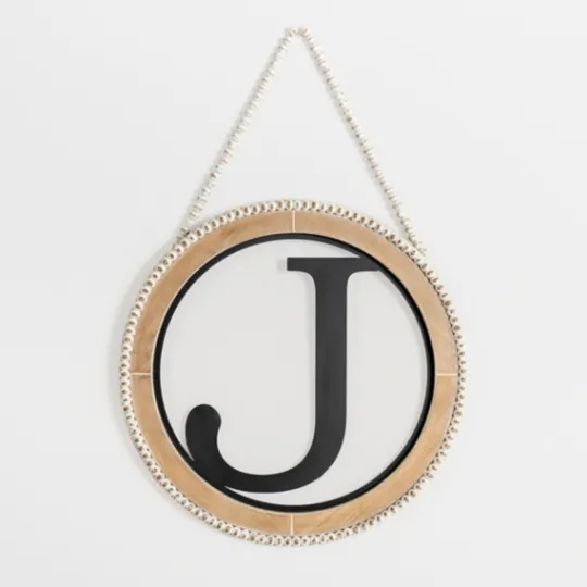 Kirkland's Home Whitewash Bead Trim Monogram J Plaque- Monogram Wall Decor