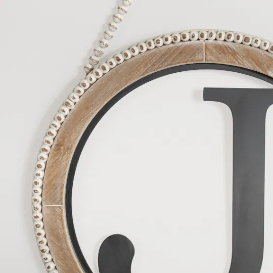 Kirkland's Home Whitewash Bead Trim Monogram J Plaque- Monogram Wall Decor