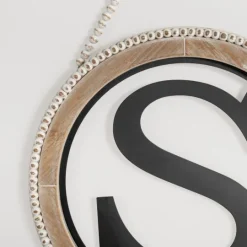 Kirkland's Home Whitewash Bead Trim Monogram S Plaque- Monogram Wall Decor