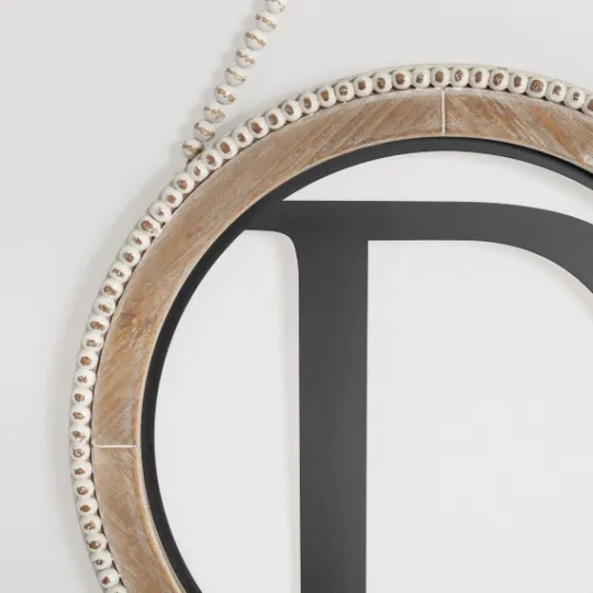 Kirkland's Home Whitewash Bead Trim Monogram D Plaque- Monogram Wall Decor