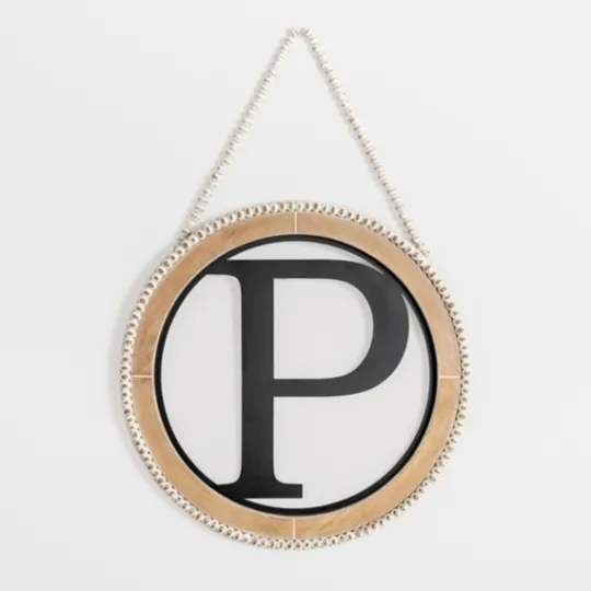 Kirkland's Home Whitewash Bead Trim Monogram P Plaque- Monogram Wall Decor