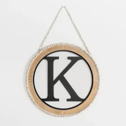 Kirkland's Home Whitewash Bead Trim Monogram K Plaque- Monogram Wall Decor