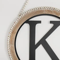 Kirkland's Home Whitewash Bead Trim Monogram K Plaque- Monogram Wall Decor