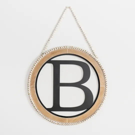 Kirkland's Home Whitewash Bead Trim Monogram B Plaque- Monogram Wall Decor