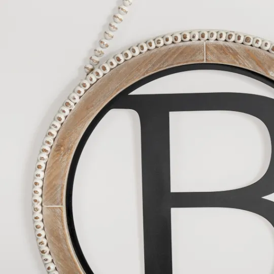 Kirkland's Home Whitewash Bead Trim Monogram B Plaque- Monogram Wall Decor