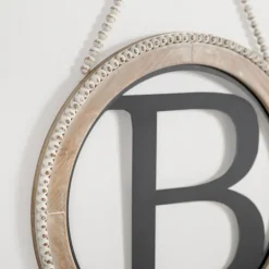 Kirkland's Home Whitewash Bead Trim Monogram B Plaque- Monogram Wall Decor