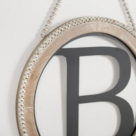 Kirkland's Home Whitewash Bead Trim Monogram B Plaque- Monogram Wall Decor