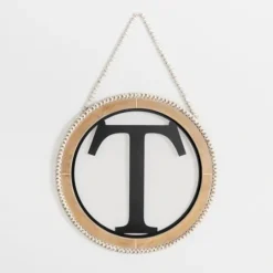 Kirkland's Home Whitewash Bead Trim Monogram T Plaque- Monogram Wall Decor