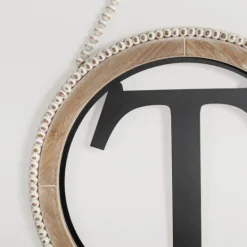 Kirkland's Home Whitewash Bead Trim Monogram T Plaque- Monogram Wall Decor