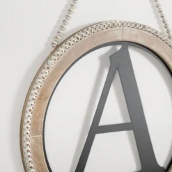 Kirkland's Home Whitewash Bead Trim Monogram A Plaque- Monogram Wall Decor