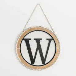 Kirkland's Home Whitewash Bead Trim Monogram W Plaque- Monogram Wall Decor