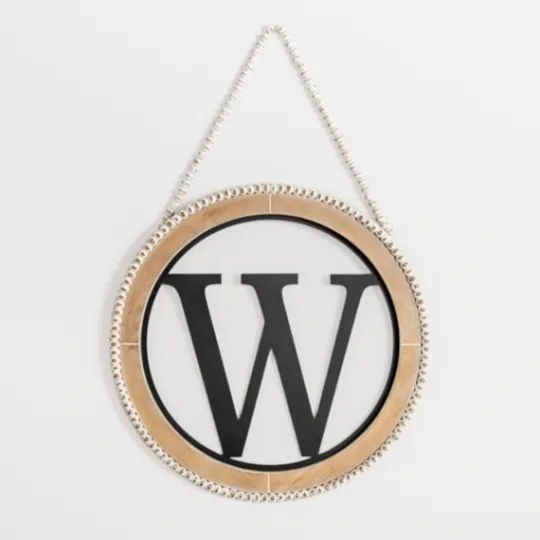 Kirkland's Home Whitewash Bead Trim Monogram W Plaque- Monogram Wall Decor