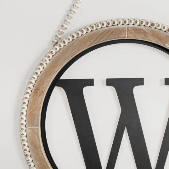 Kirkland's Home Whitewash Bead Trim Monogram W Plaque- Monogram Wall Decor