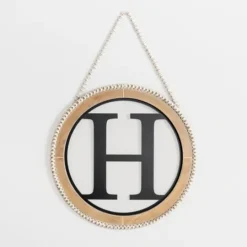 Kirkland's Home Whitewash Bead Trim Monogram H Plaque- Monogram Wall Decor