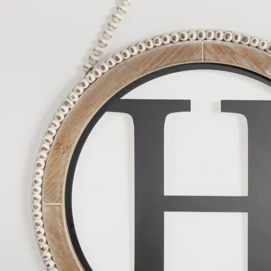 Kirkland's Home Whitewash Bead Trim Monogram H Plaque- Monogram Wall Decor