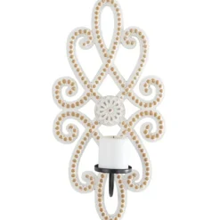 Kirkland's Home Whitewash Beaded Scroll Sconce- Sconces