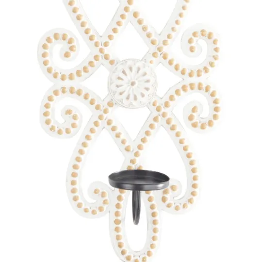 Kirkland's Home Whitewash Beaded Scroll Sconce- Sconces