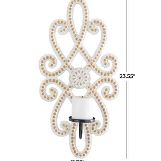 Kirkland's Home Whitewash Beaded Scroll Sconce- Sconces