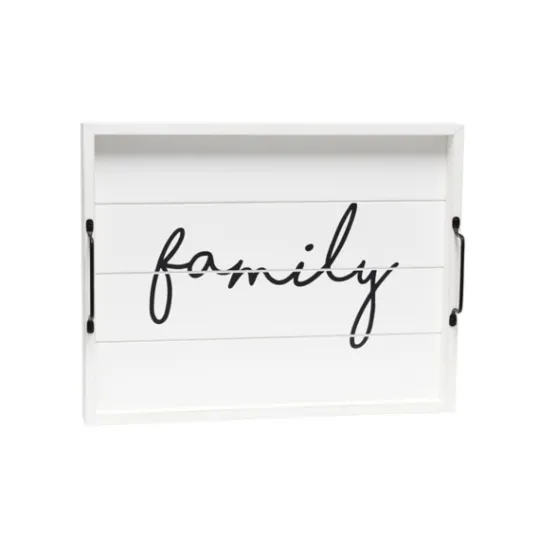 Kirkland's Home Whitewash Family Wooden Tray- Decorative Trays