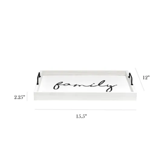 Kirkland's Home Whitewash Family Wooden Tray- Decorative Trays