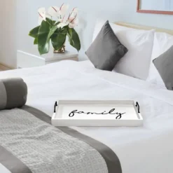 Kirkland's Home Whitewash Family Wooden Tray- Decorative Trays