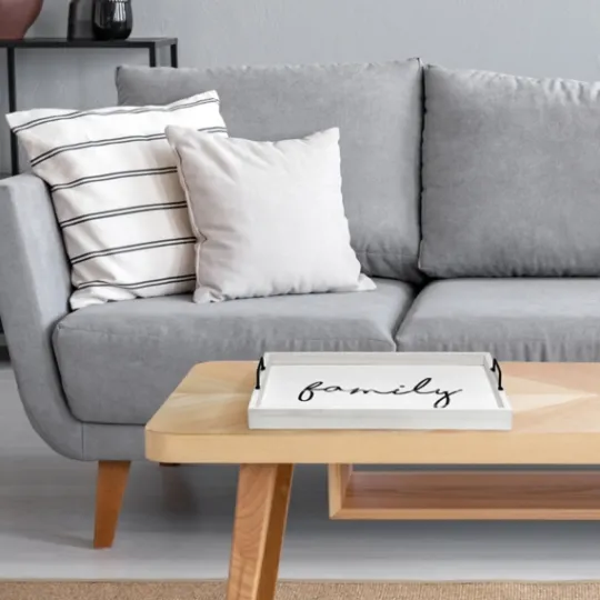 Kirkland's Home Whitewash Family Wooden Tray- Decorative Trays