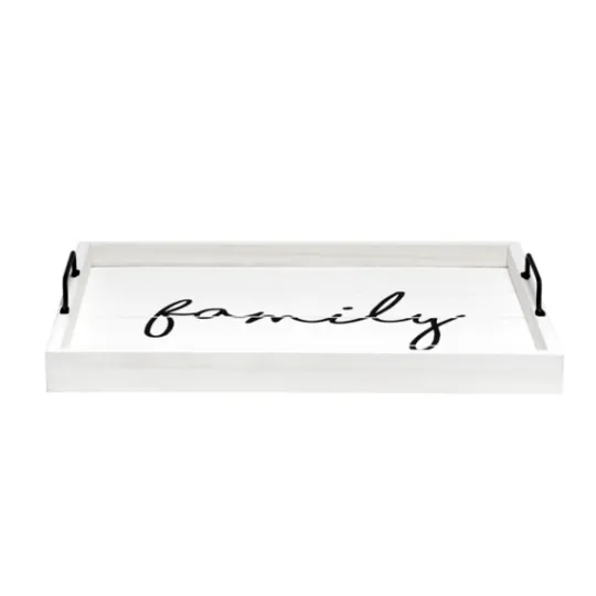 Kirkland's Home Whitewash Family Wooden Tray- Decorative Trays