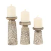 Kirkland's Home Whitewash Floral Mango Candlesticks, Set Of 3- Candle Holders