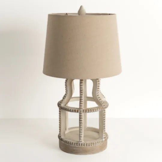 Kirkland's Home Whitewash Open Beaded Table Lamp- Table Lamps