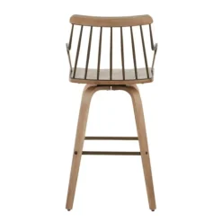 Kirkland's Home Whitewash Poplar Wood Swivel Counter Stool- Bar Stools & Counter Height Stools