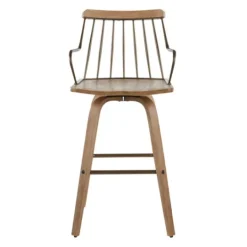 Kirkland's Home Whitewash Poplar Wood Swivel Counter Stool- Bar Stools & Counter Height Stools