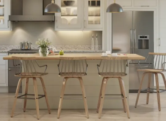 Kirkland's Home Whitewash Poplar Wood Swivel Counter Stool- Bar Stools & Counter Height Stools