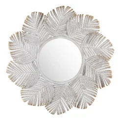 Kirkland's Home Whitewash Round Palm Leaf Wall Mirror- Decorative Mirrors