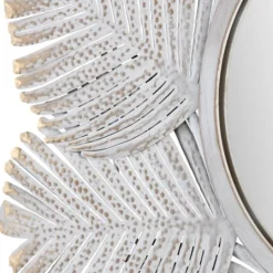 Kirkland's Home Whitewash Round Palm Leaf Wall Mirror- Decorative Mirrors
