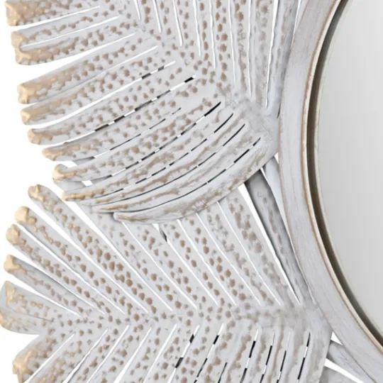 Kirkland's Home Whitewash Round Palm Leaf Wall Mirror- Decorative Mirrors