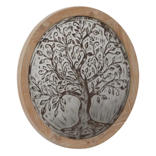 Kirkland's Home Whitewashed Bronze Tree Framed Wall Plaque- Wall Plaques