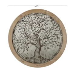 Kirkland's Home Whitewashed Bronze Tree Framed Wall Plaque- Wall Plaques