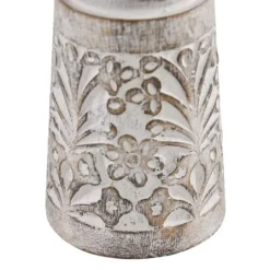 Kirkland's Home Whitewashed Brown Carved Candle Holders, Set Of 3- Candle Holders
