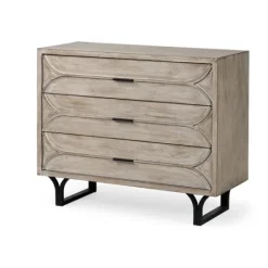 Kirkland's Home Whitewashed Brown 3-Drawer Wood Chest- Dressers & Chests