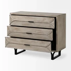 Kirkland's Home Whitewashed Brown 3-Drawer Wood Chest- Dressers & Chests