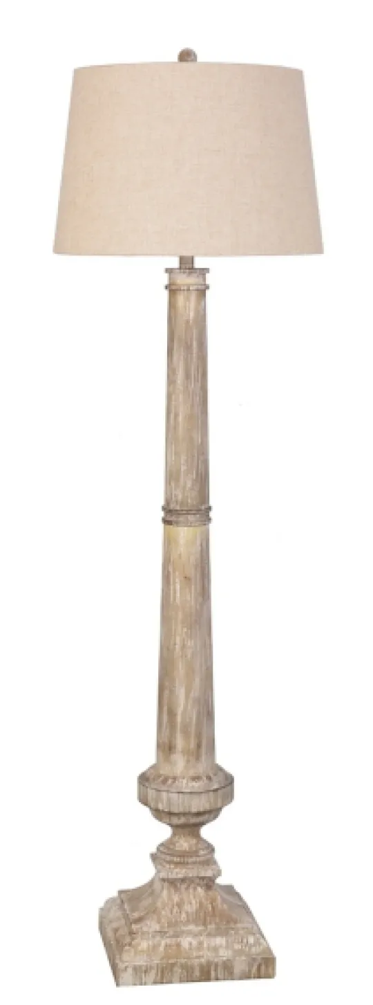 Kirkland's Home Whitewashed Brown Resin Floor Lamp- Floor Lamps